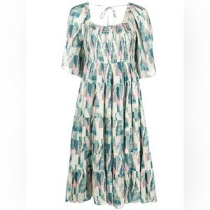 BA&SH Teoli Abstract-Print Midi Dress
